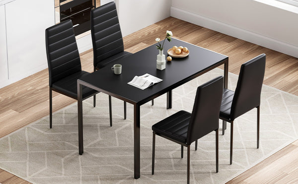 English Elm Dining Table Mid Century Modern Mdf Top Steel Legs Seats Six Small Space T3623P433791