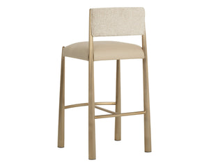 Sunpan BAYARD Barstool - Antique Brass Base with Napa Beige & Santa Cruz Oatmeal Upholstery for Luxe Seating 112689
