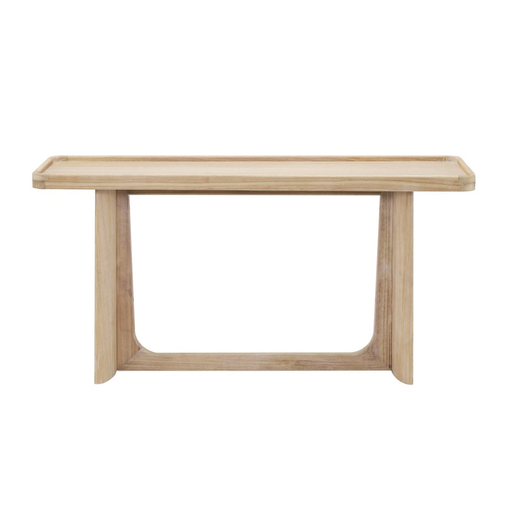 English Elm Farmhouse Console Table Tray Top Trestle Base Distressed Wood Entryway Sofa Natural N760P359387N