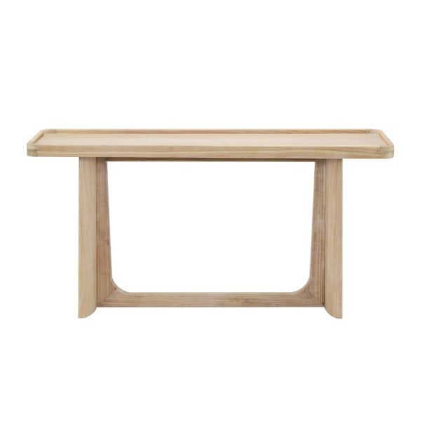 English Elm Farmhouse Console Table Tray Top Trestle Base Distressed Wood Entryway Sofa Natural N760P359387N