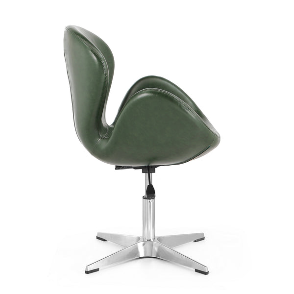 English Elm Raspberry Upholstered Swivel Lounge Chair with Adjustable Height, Polished Chrome Base & Plush Seat Green B365P397954