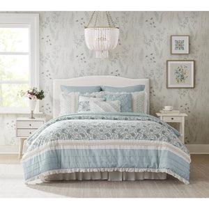 JLA Home Madison Park - 9 Madison Park Dawn Cotton Percale Comforter Set — Paisley, Lace Taping, Pintuck Accents & OEKO-TEX Certified Comfort 104 L x 92 W x 1.5H MP10-387