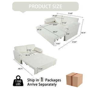 English Elm Convertible Pull Out Sofa Bed Queen Size with Steel Frame, Dual Armrests, Chenille Sleeper Couch with Storage and Casters Beige W3163P269692