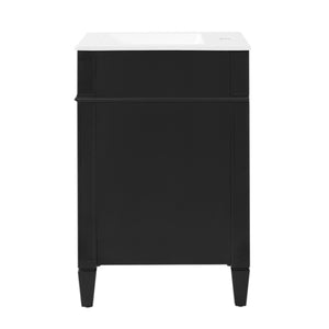 English Elm 18-inch French Style Freestanding Bathroom Vanity with Ceramic Sink Soft Close Storage Black N710P411340B