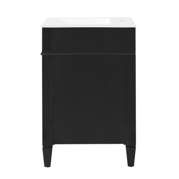 English Elm 18-inch French Style Freestanding Bathroom Vanity with Ceramic Sink Soft Close Storage Black N710P411340B