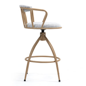 English Elm 26'' 26" Swivel Counter Height Bar Stool with High-Density Sponge Seat, Metal Frame, Modern Industrial Comfort Beige W2215P248058