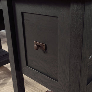 English Elm Desk, Modern Farmhouse Black Finish With Durable Engineered Wood, Storage Drawers & Easy Assembly B356P402712