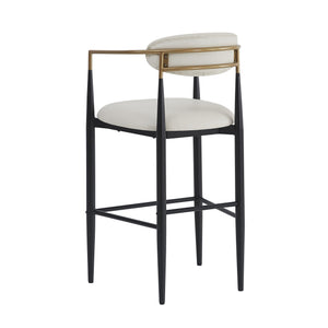 English Elm Christopher Knight Home® - Barstools Set Of 2 - Modern Upholstered Kitchen Stools With Back, Beige Faux Leather & Black Legs N779P248198P