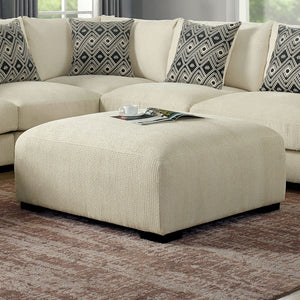 English Elm Contemporary Square Ottoman With Memory Foam - Beige Padded Comfort For Living Rooms & Lounging B2741P355831