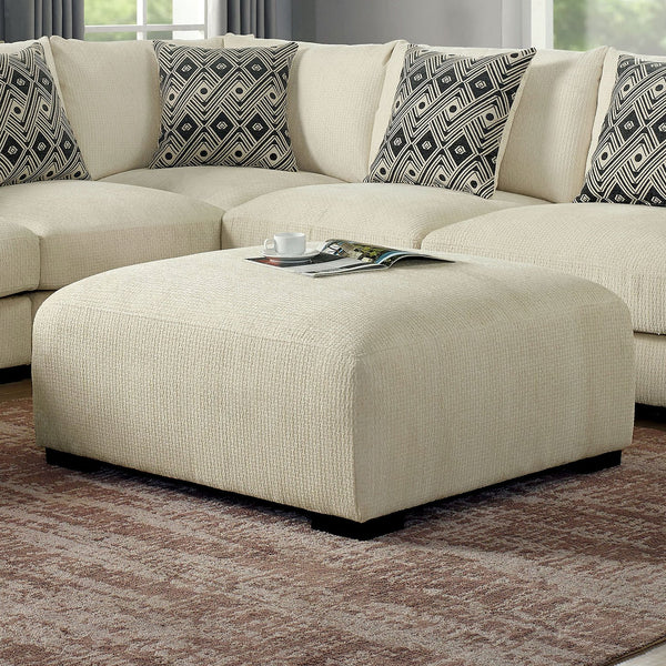 English Elm Contemporary Square Ottoman With Memory Foam - Beige Padded Comfort For Living Rooms & Lounging B2741P355831