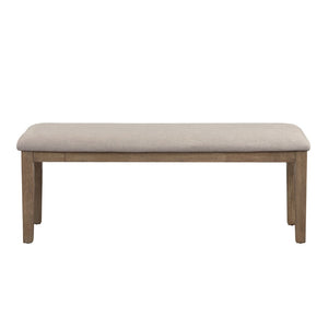 English Elm Rectangular Solid Wood Bench with Upholstered Seat for Bedroom or Entryway B056P416795