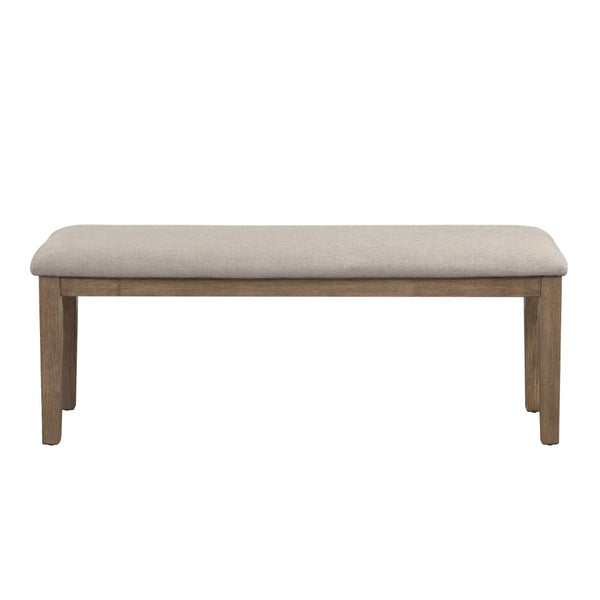 English Elm Rectangular Solid Wood Bench with Upholstered Seat for Bedroom or Entryway B056P416795