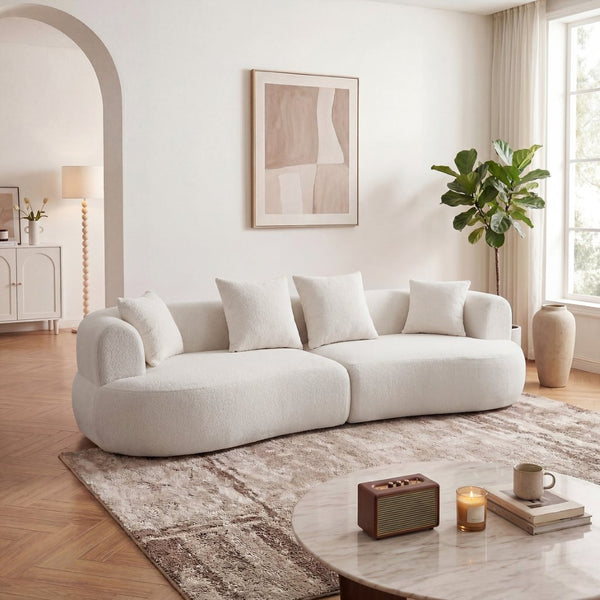 English Elm Modern Arc Sectional Sofa with Boneless Foam Deep Seats for Open Concept Living Rooms White W3728S00011