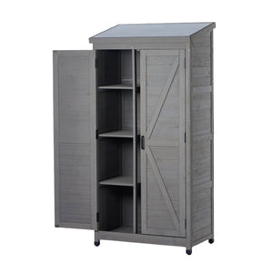 English Elm Outdoor Cedar Wood Vertical Storage Shed with Metal Roof for Garden Tools W2640P262538