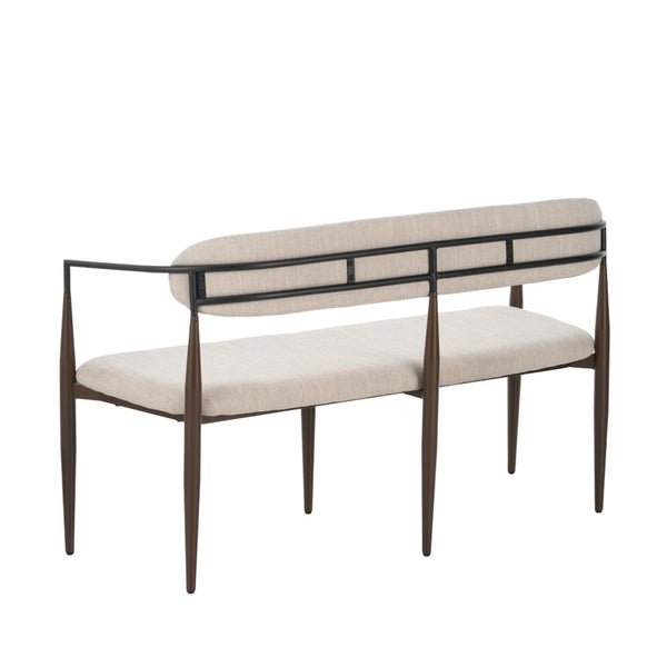 English Elm Metal Boucle Settee Loveseat with Sculptural Toothpick Legs for Modern Living Spaces Beige,Dark Coffee+Black N771P247148H