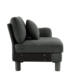 English Elm Lucas Boucle Upholstered Sofa Curved Arms Cylindrical Legs Modern Living Room Accent Dark Grey W3041P337446
