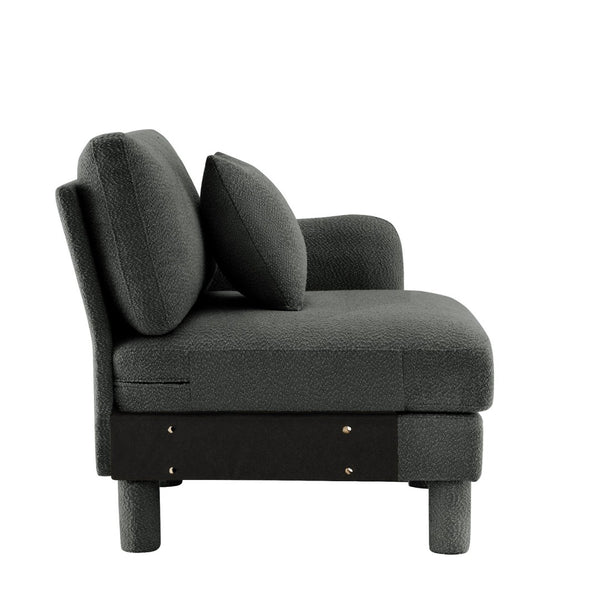 English Elm Lucas Boucle Upholstered Sofa Curved Arms Cylindrical Legs Modern Living Room Accent Dark Grey W3041P337446