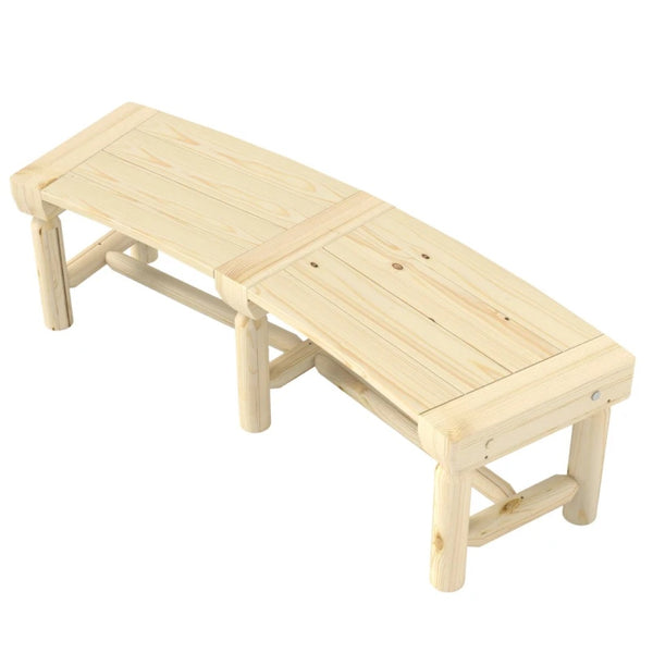 English Elm Semicircular Slatted Fir Wood Outdoor Garden Bench Wraps Trees with Rustic Charm T3971P445253