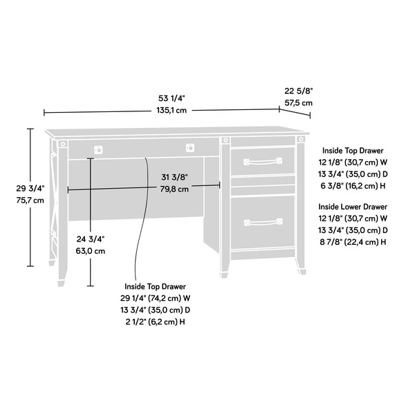 English Elm Desk, Stylish Brown Finish With Ample Storage And Spacious Surface For Home Office Or Study Use B356P402619