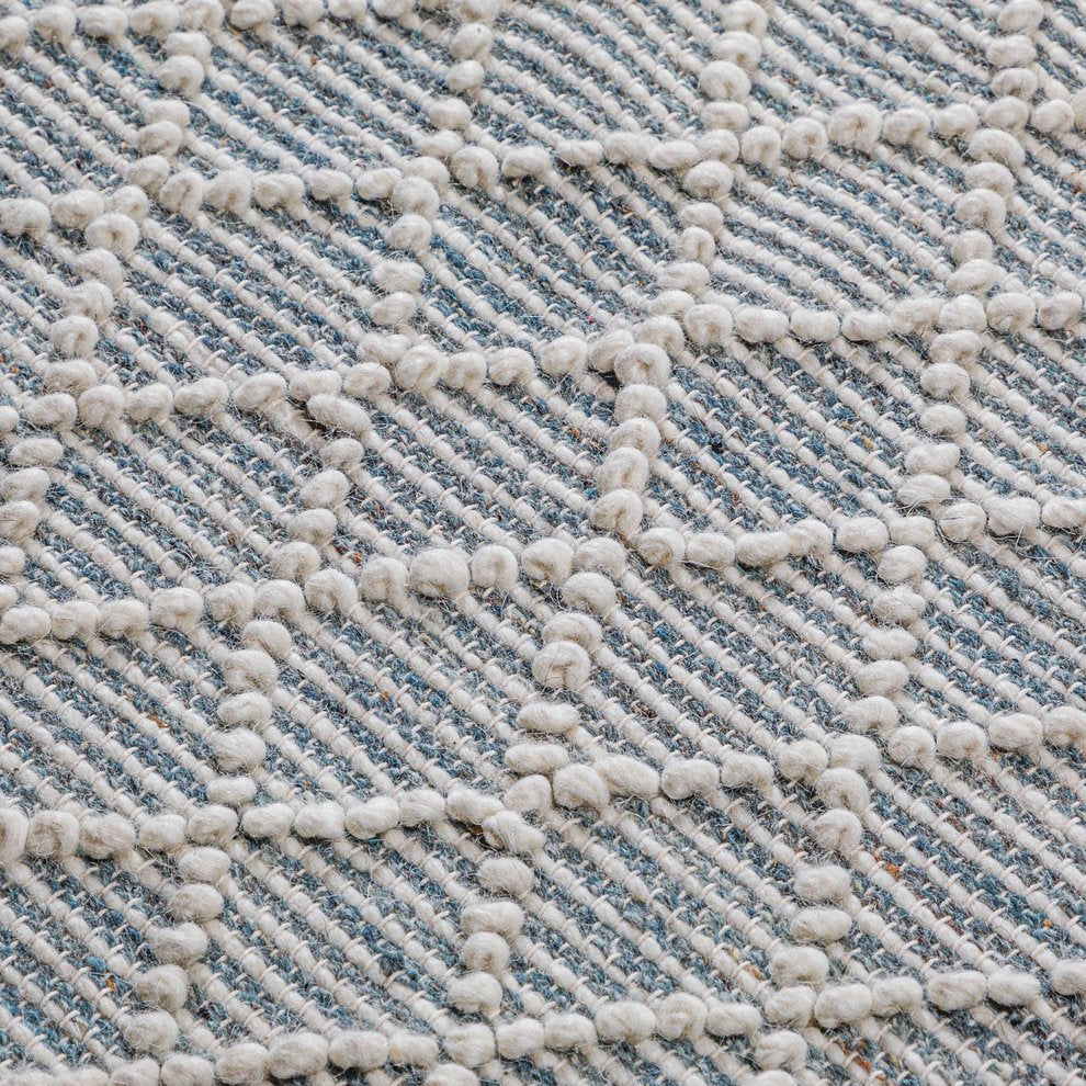 English Elm Ogden Ivory 6x9 Area Rug - Handwoven Wool Blend Diamond Pattern with Teal Accents & Fringe Pad Recommend B136P188390