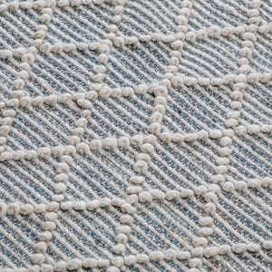 English Elm Ogden Ivory 6x9 Area Rug - Handwoven Wool Blend Diamond Pattern with Teal Accents & Fringe Pad Recommend B136P188390