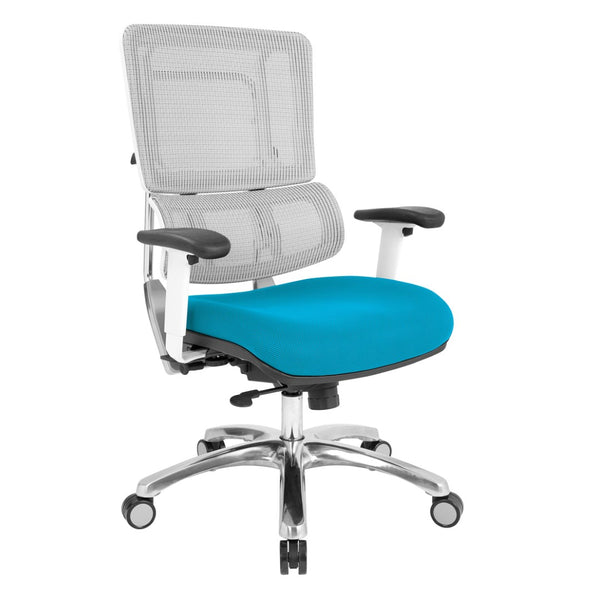 OSP Home Furnishings White Mesh Ergonomic Manager Chair with Lumbar Support and Adjustable Arms for Office Blue 99661W-7