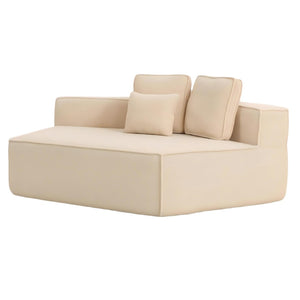 English Elm Beige Teddy Fleece Modular Floor Lounge Chair Foam Cushioned Cozy Dorm Living Room W3326P354557