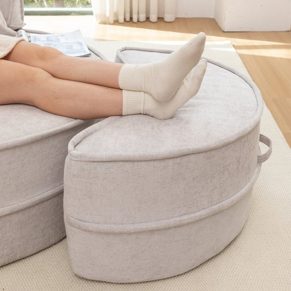 English Elm Oversized Chenille Barrel Lounge Chair with Ottoman and Five Throw Pillows W1170P283149