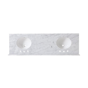 English Elm Christopher Knight Home® - 73'' Luxury Bathroom Vanity with Marble Top & Dual Ceramic Sinks, Freestanding 4-Door 3-Drawer Cabinet White N759S999013K