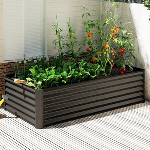 English Elm 6x3x1.5ft Galvanized Steel Raised Garden Bed Deep Root Planter for Yard Vegetables Dark Gray W1859P430215