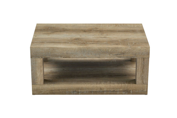 English Elm Modern Two Tier Rectangular Coffee Table with Open Shelf Storage for Living Rooms W3875P389557