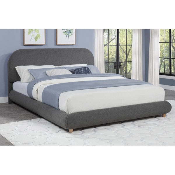 English Elm Contemporary Plush Upholstered Two-Tone Platform Twin Bed with Padded Headboard and Footboard, Sturdy Modern Frame Gray 85.5 L x 12.5 W x 7.5 H B011S01860