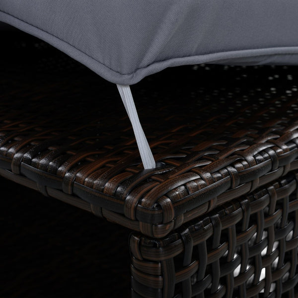 English Elm U_style Outdoor Double Sun Lounger Hdpe Wicker Steel Frame with Canopy Pop up Tables Gray WY000485AAE