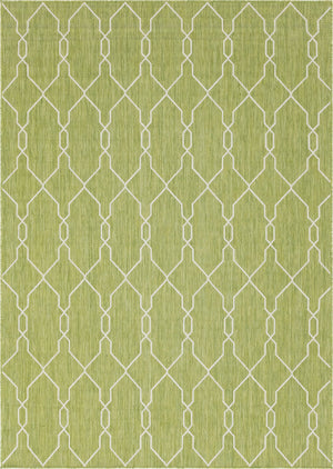 Unique Loom Outdoor Trellis Links Trellis Machine Made Trellis Rug Green, Ivory 7' 1" x 10' 0"