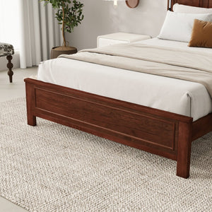 English Elm Queen Pinewood Platform Bed Farmhouse Tall Panel Headboard with Led Lighting and Usb Ports Walnut W504P391092