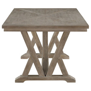 English Elm Ruston 7 Piece Acacia Wood Farmhouse Dining Set with Ladderback Chairs Seats Six B062S01469