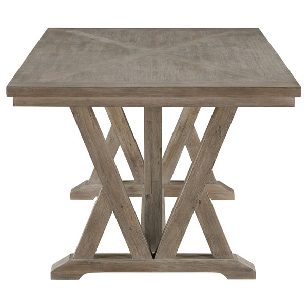 English Elm Ruston 7 Piece Acacia Wood Farmhouse Dining Set with Ladderback Chairs Seats Six B062S01469