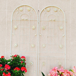 English Elm 4 Pack Ornamental Steel Garden Trellises Rustproof Climbing Plant Outdoor Support Panels Cream White W1586135958