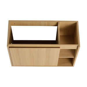 English Elm 28'' Floating Bathroom Vanity with Ceramic Sink Soft Close Door Melamine Cabinet Light Oak W999P426639