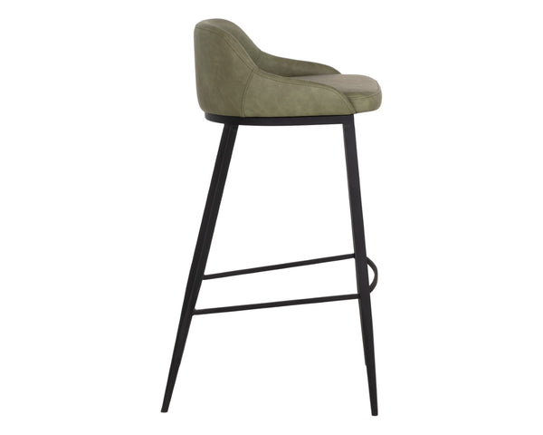 Sunpan ASTRA Barstool - Contemporary Comfort with Ivanhoe Pine Faux Leather & Sturdy Iron Legs, 34.75” H 112485