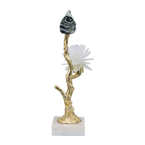 English Elm Aluminum Candle Holder With Elegant Black Bird Figurine And Marble Stand For Stylish Home Décor W2078P172361