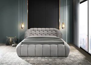 English Elm Modern Tufted Queen Platform Bed Upholstered Chenille Frame for Contemporary Bedroom Gray B2741S00825