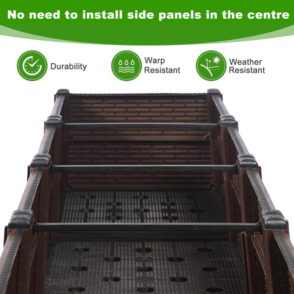 English Elm 47.2x15.7x19.6in Raised Garden Beds Outdoor Polypropylene Planter Box with Drain, Frost & Heat Proof, 440lb Capacity W3101P314485