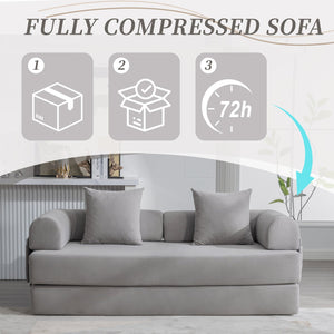 English Elm UNITED modular foldable sofa with metal frame, corduroy upholstery, side pocket & quick assembly convenience Light Gray W1568P374133