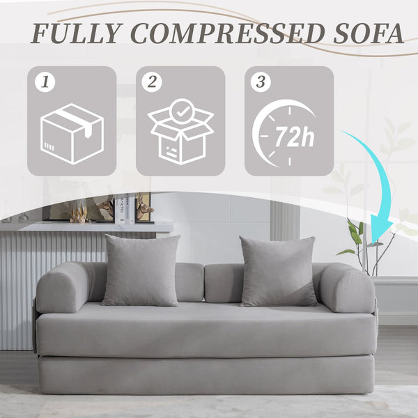 English Elm UNITED modular foldable sofa with metal frame, corduroy upholstery, side pocket & quick assembly convenience Light Gray W1568P374133