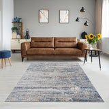 Madison Park Harley Modern/Contemporary Abstract Area Rug MP35-7583 Blue/Cream