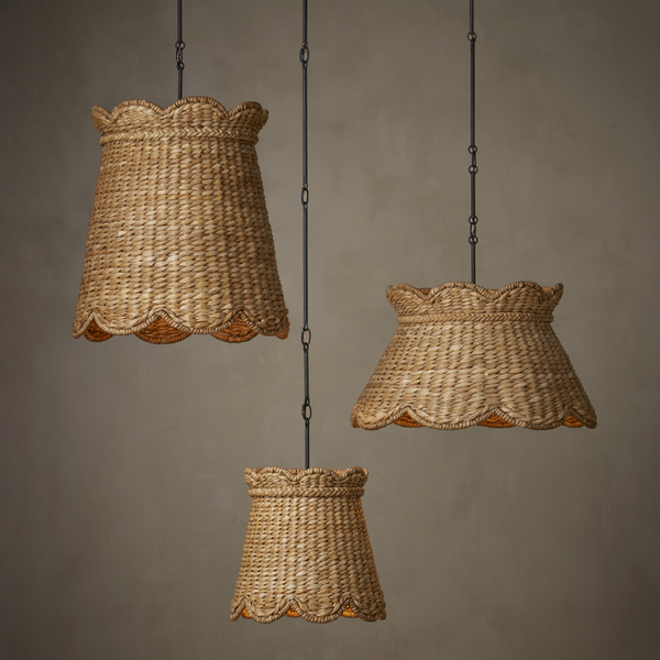 Annabelle Pendant - Artisan-Made Woven Light Fixture in Natural Water Hyacinth with Parisian Flair