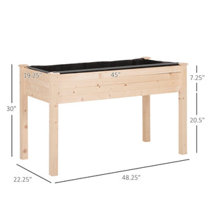English Elm Outsunny Elevated Wooden Planter Box, 48" X 22", Ergonomic Garden Bed With Self-Drainage For Herbs, Veggies, Flowers, Perfect For Patios And Balconies! W2225P174407-GIGA