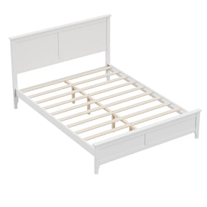 English Elm Modern Pine Wood Queen Platform Bed Slatted Headboard Tapered Legs Bedroom Frame White BS701P414285K