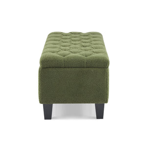 English Elm Christopher Knight Home® - Ottoman tufted storage bench with boucle cushion, diamond stitch elegance, soft-close lid, sturdy legs Green N779P294331G
